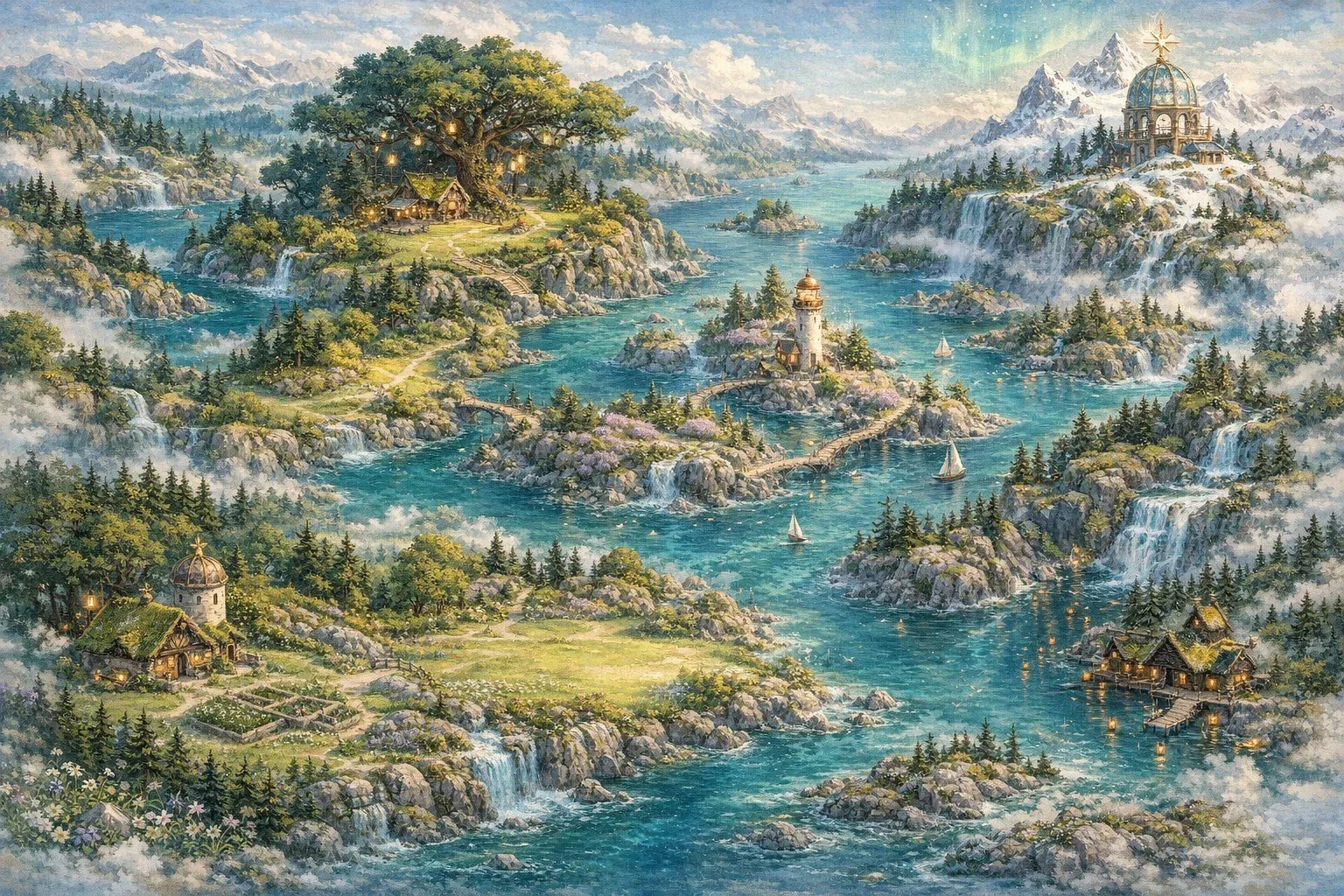 The creative coast, a painted map of fjords, islands and villages where each chapter of the storyline is a place of its own