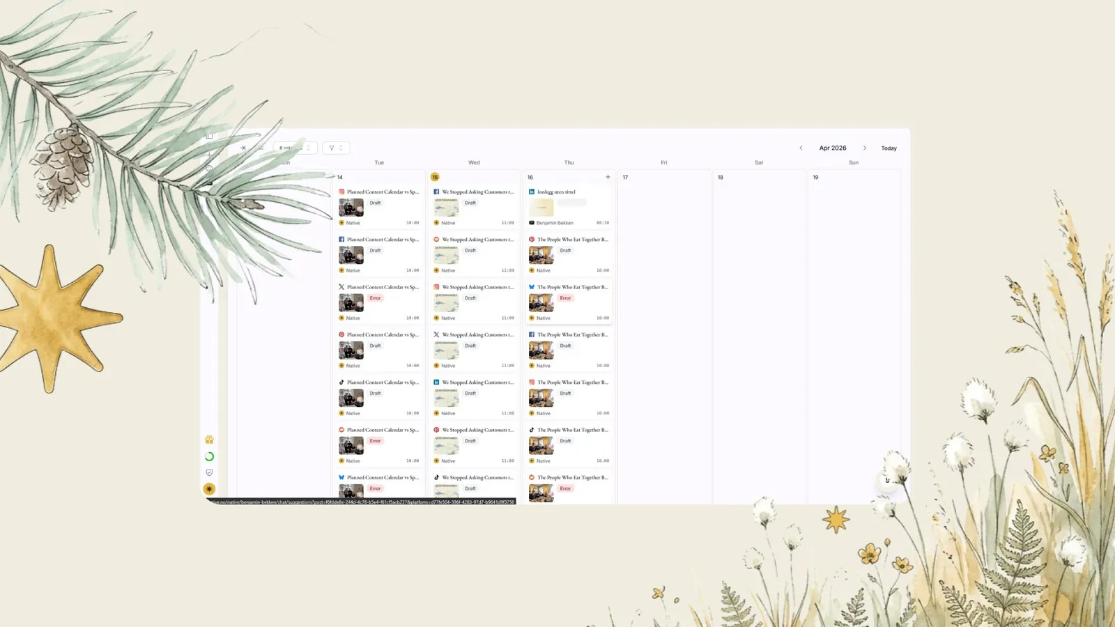 Better flow in suggestions and calendar