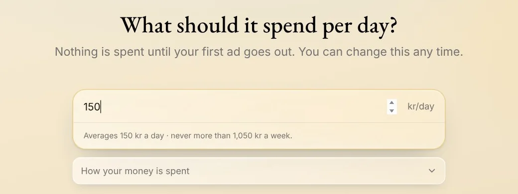 What should it spend per day? 150 kr a day, averaging 150 kr a day and never more than 1,050 kr a week