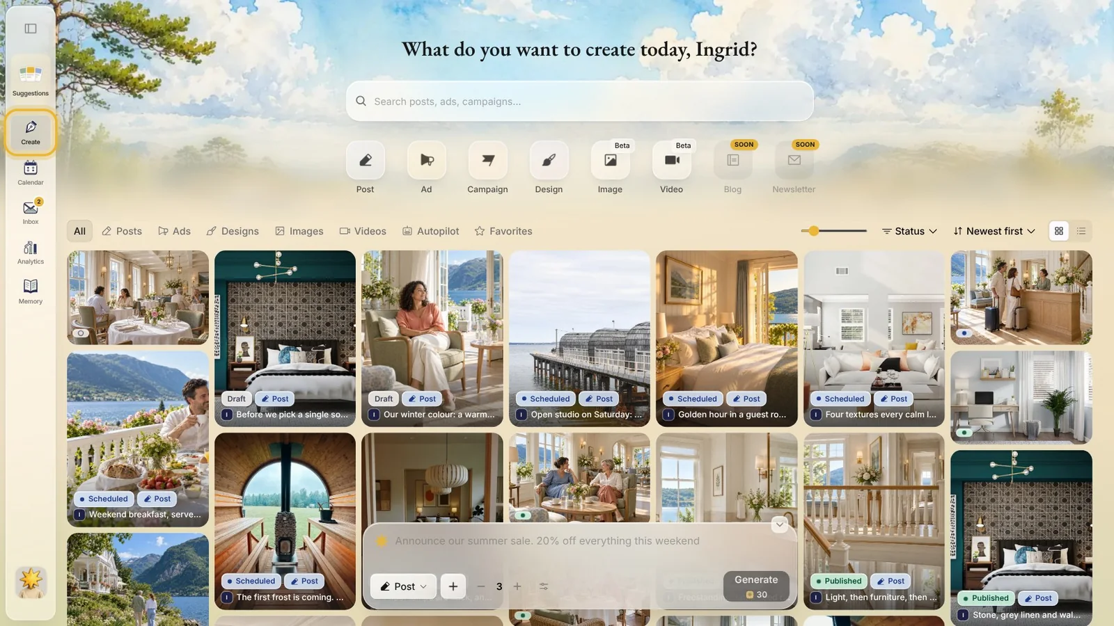 Create in Native: the tiles for a post, an ad, a campaign and a design, above everything the brand has made