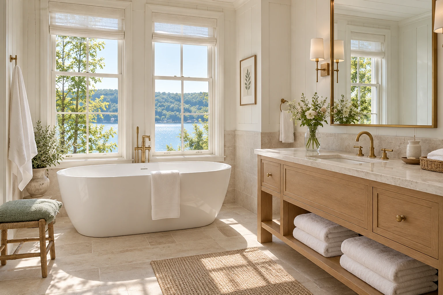Badet med vinduet åpent mot fjorden